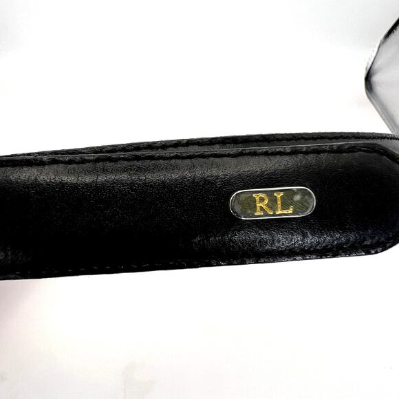 Ralph Lauren Vintage Black Leather Belt Leather Buckle Silver Hardware XS SMALL main image 8